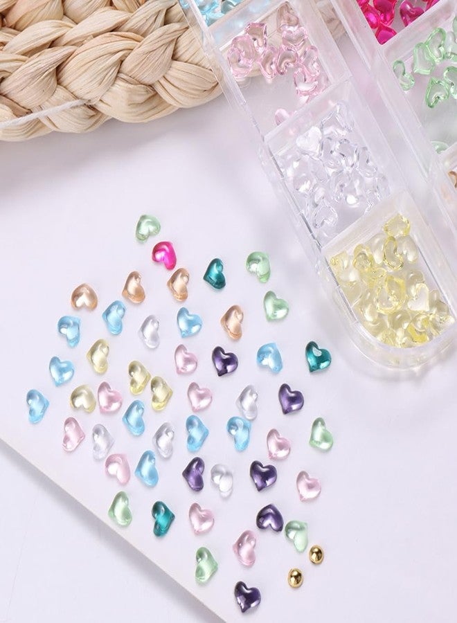 Dornail 1Box Heart Nail Charms Colorful Resin Rhinestones Heart Charms For Nails Design Half Nail Beads Nail Pearls Nail Gems Nail Crystals Hearts Nail Charm Nail Jewels For Nail Art Supplies Nail Accessories - Image 5